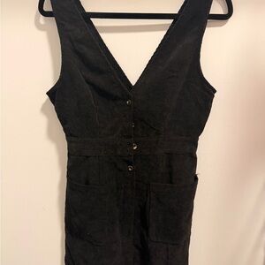Black Corduroy Sleeveless Dress